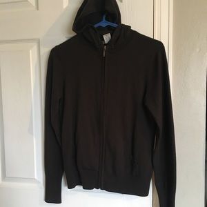 Brown hooded ZIP UP sweater - small - GUC